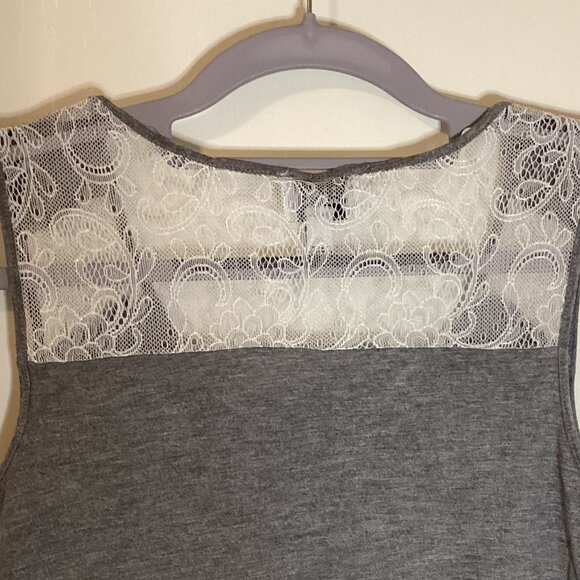 Jersey by Jacob Women's Lace Sleeveless T-Shirt Top Size P/S Gray - Picture 6 of 8